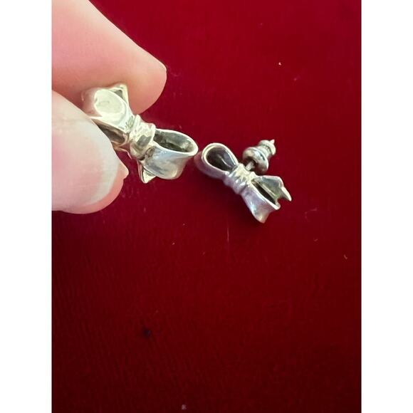 Authentic 925 Sterling Silver Cartier Bow Earrings Vintage - Picture 2 of 5